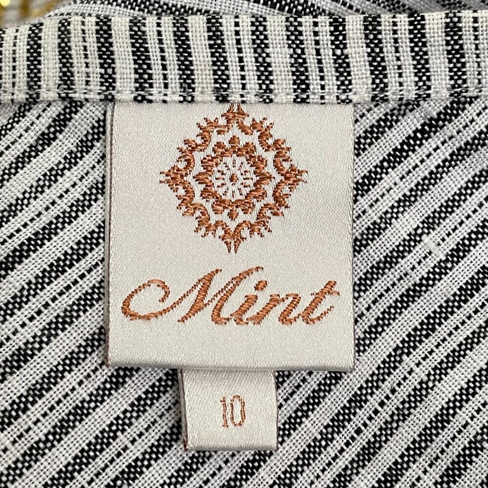 Mint 100% Linen Sequin Top Skirt Set Shell Buttons Size 10 - Picture 7 of 14